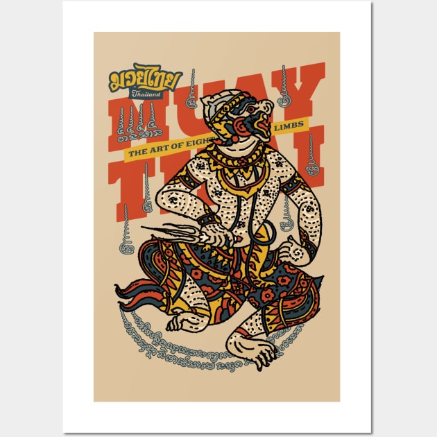 Classic Muay Thai Hanuman Tattoo Wall Art by KewaleeTee